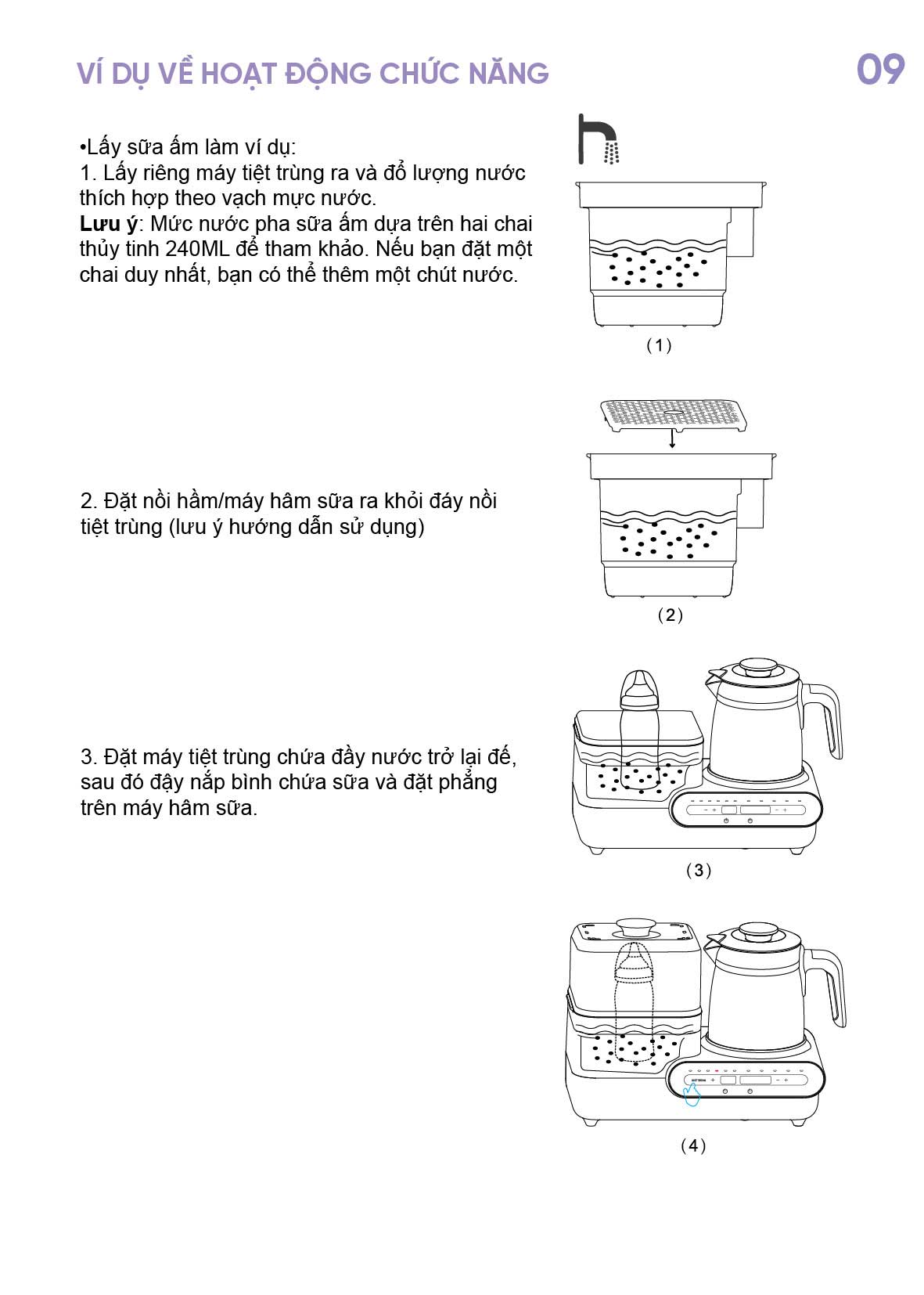 hướng dẫn sử dụng máy hâm sữa tiệt trùng