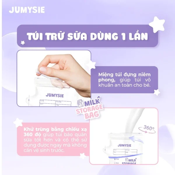 Túi trữ sữa khóa zip jumysie